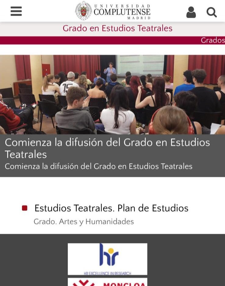 Nueva web del Grado en Estudios Teatrales