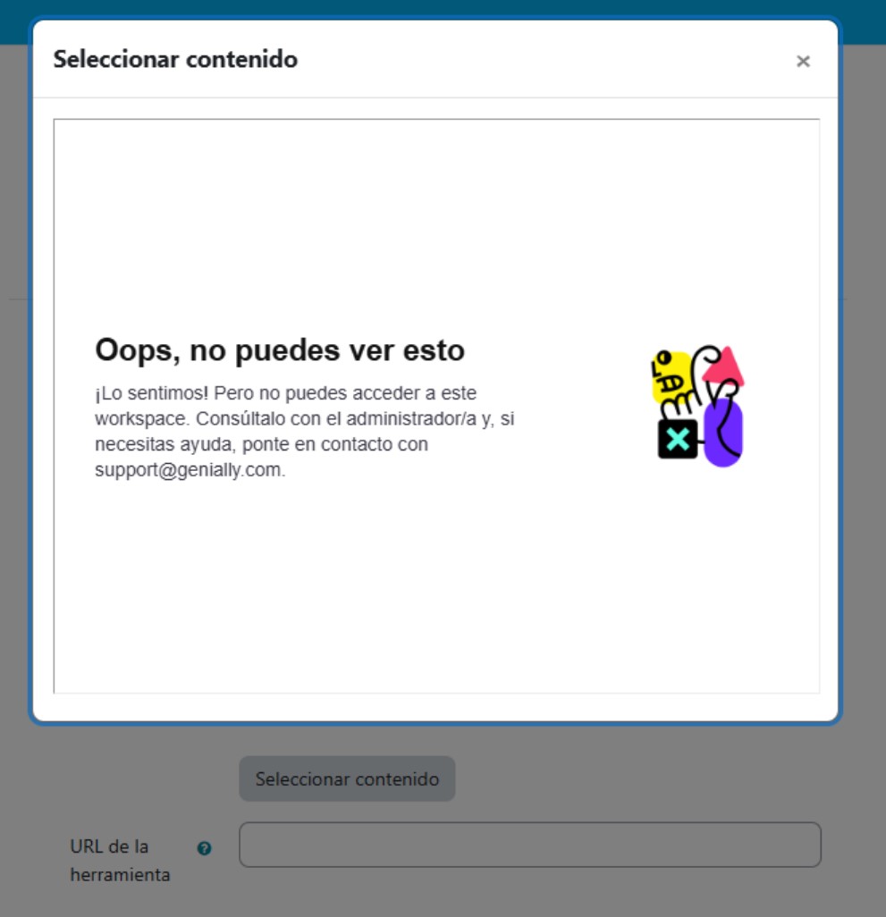 Error de Genially mostrado en Moodle