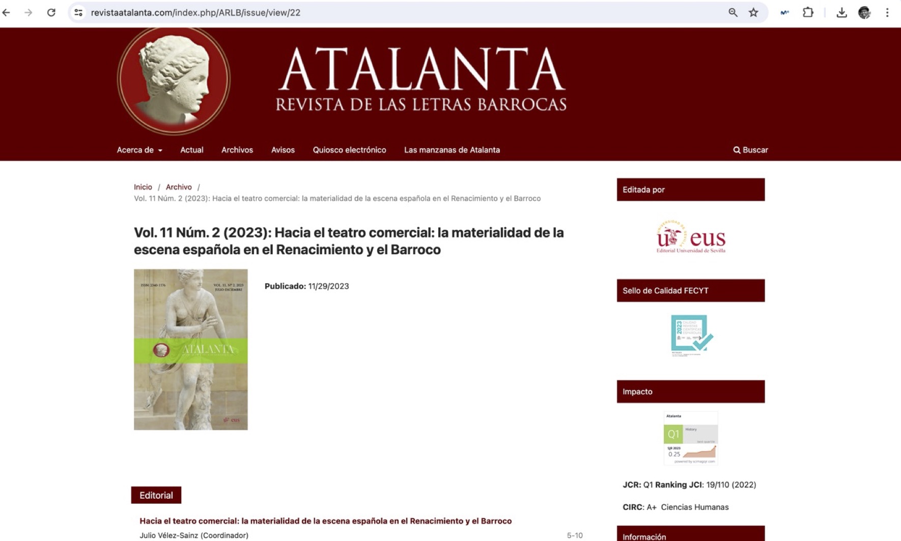 Número especial de Atalanta