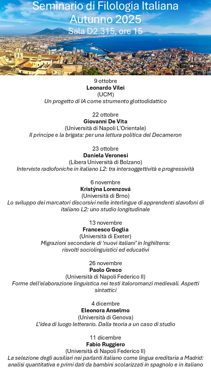 Seminario de Filología Italiana. Octubre-diciembre de 2025.