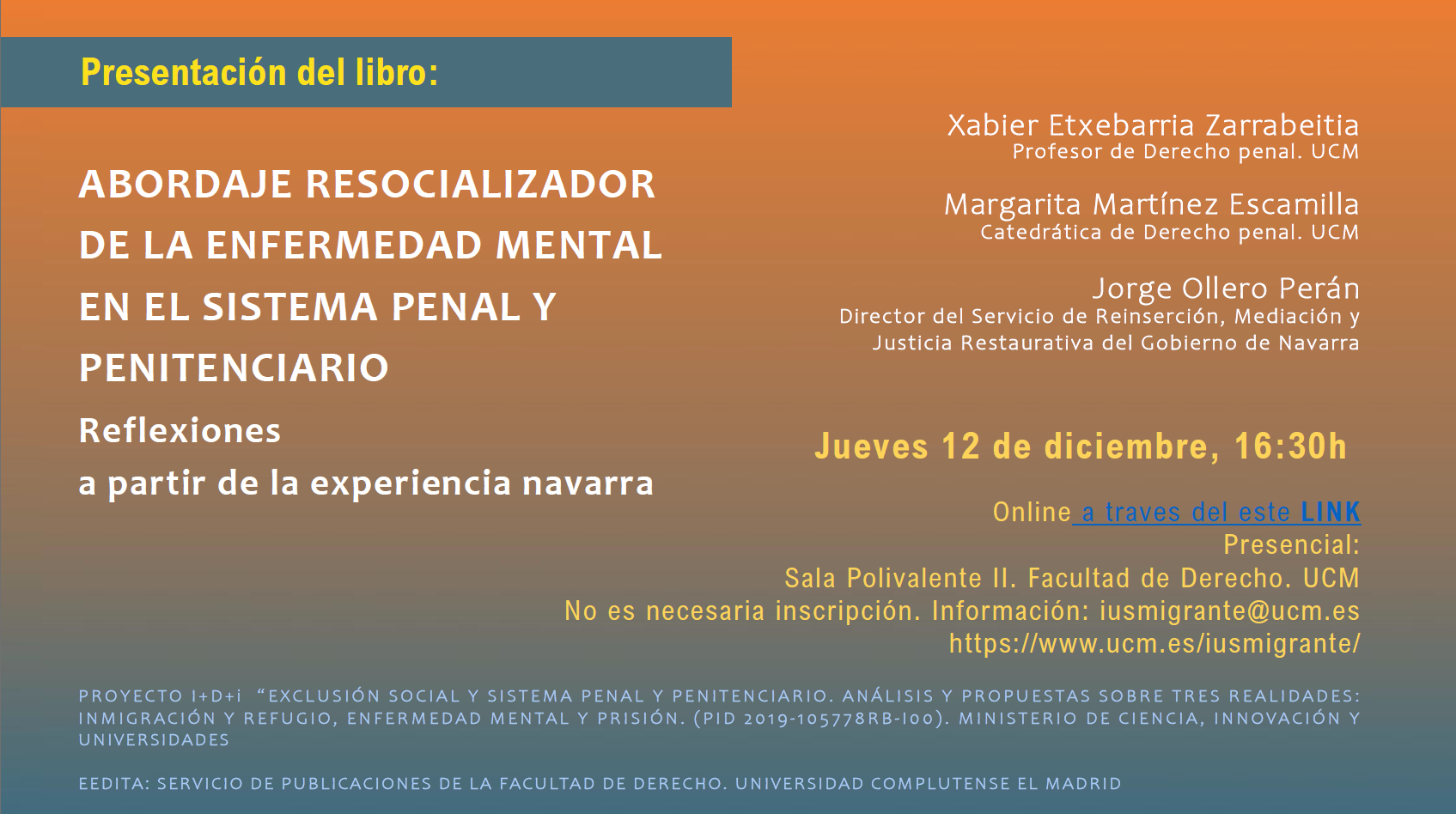 Presentación del libro "Abordaje resocializador de la enfermedad mental en el sistema penal y penitenciario" (12/12/24)