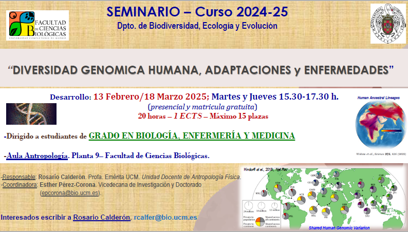 Seminario sobre Diversidad Genómica Humana y Enfermedades (20h, 13 febrero)