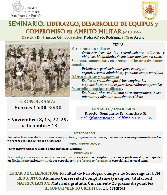 SEMINARIO: LIDERAZGO, DESARROLLO DE EQUIPOS Y COMPROMISO EN AMBITO MILITAR