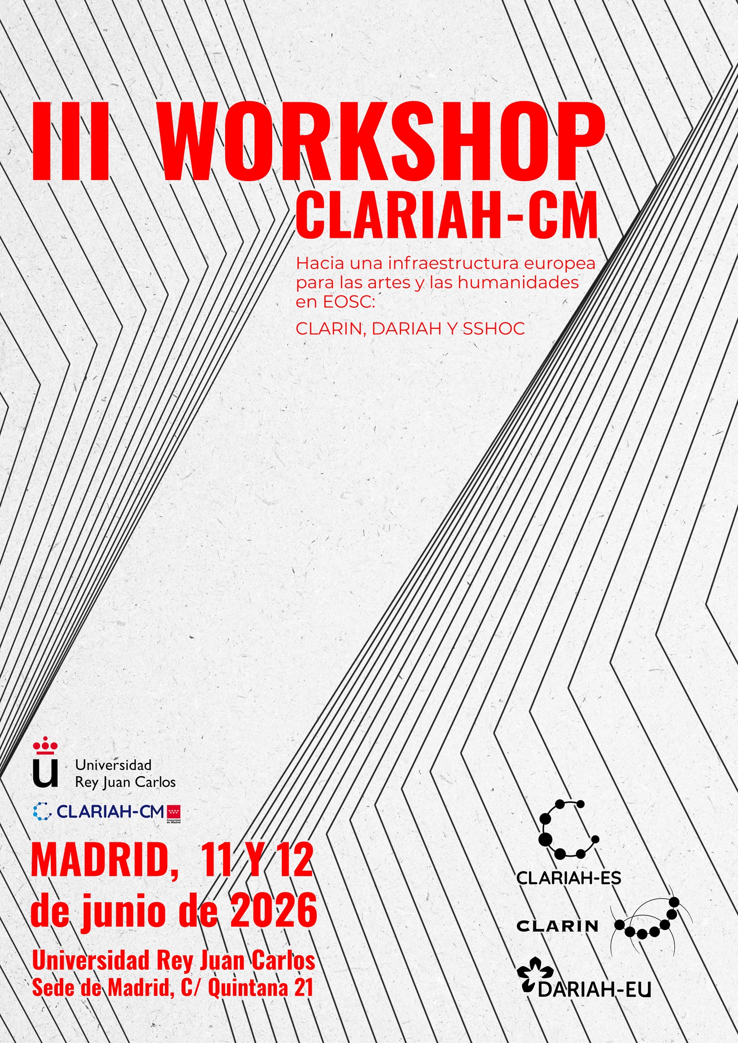III Workshop CLARIAH-CM: "Hacia una infraestructura europea para las Artes y Humanidades en EOSC: CLARIN, DARIAH y SSHOC"