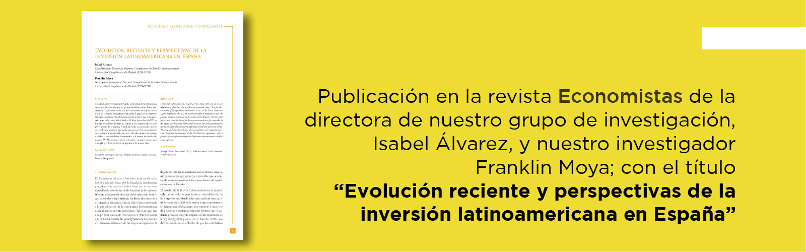 Publicación en la revista Economistas del Colegio de Economistas de Madrid