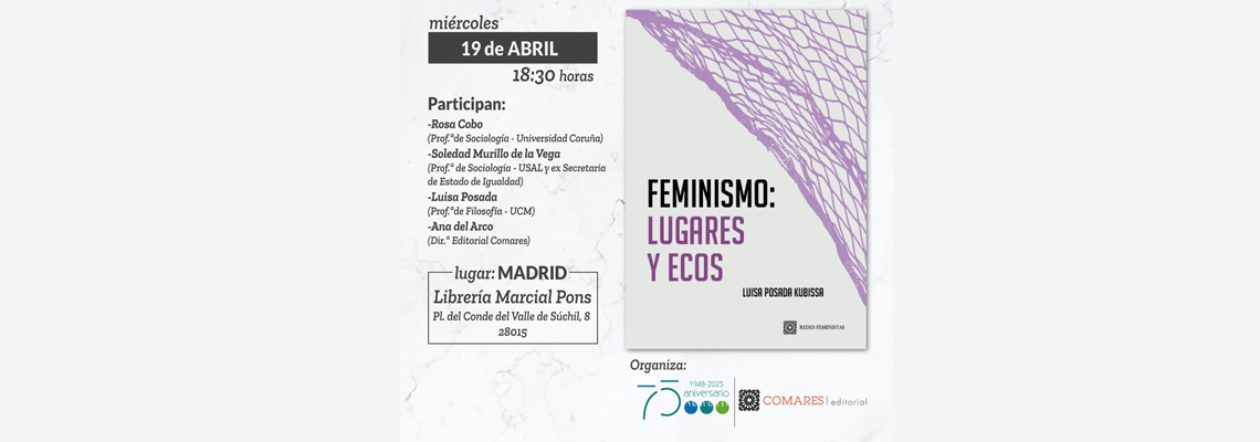 Presentación de 'Feminismo: Lugares y ecos' el 19 de abril en la Librería Marcial Pons.