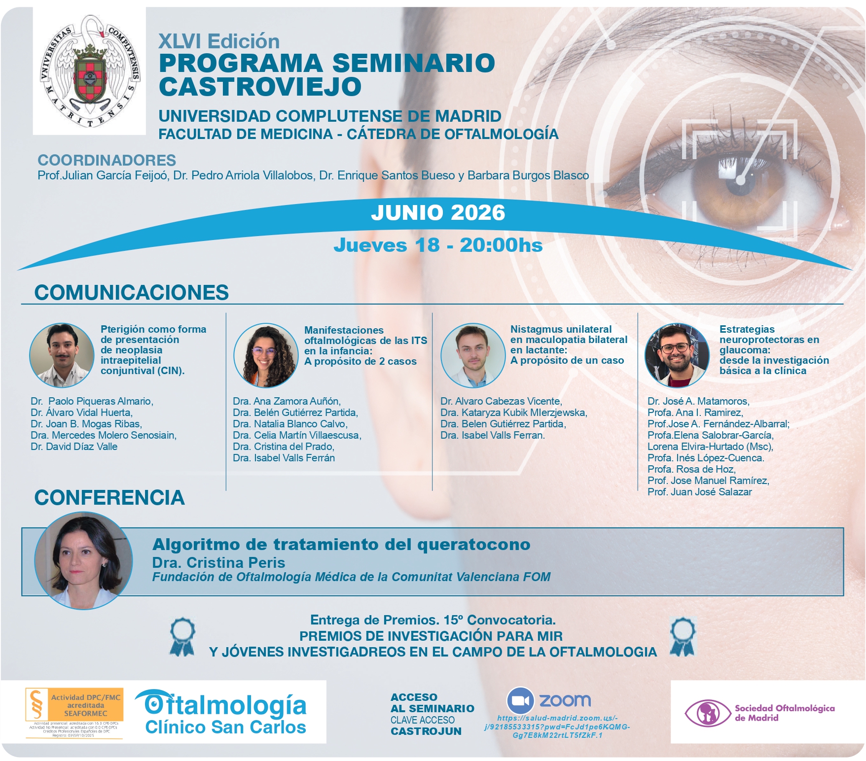 Seminario Castroviejo 18 junio 2026: Algoritmo del tratamiento del queratocono