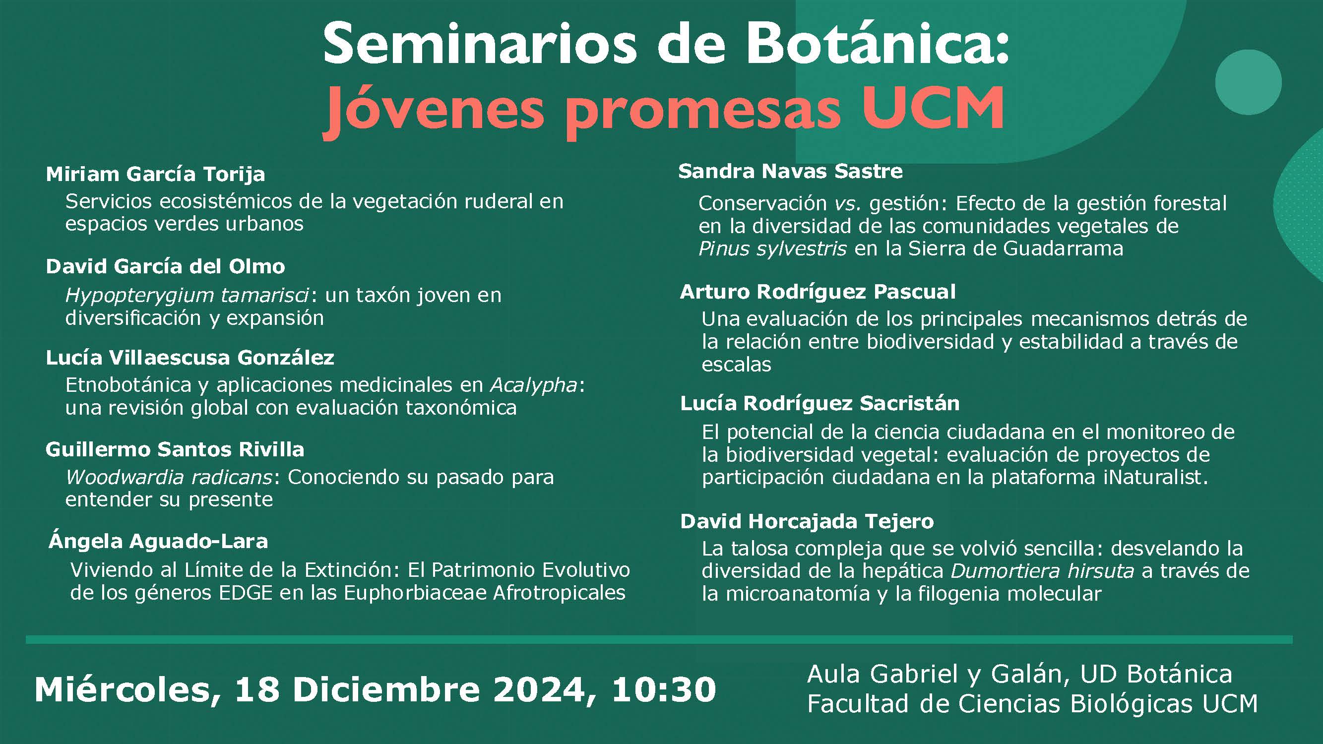 Seminarios de la UD de Botanica, Diciembre 2024