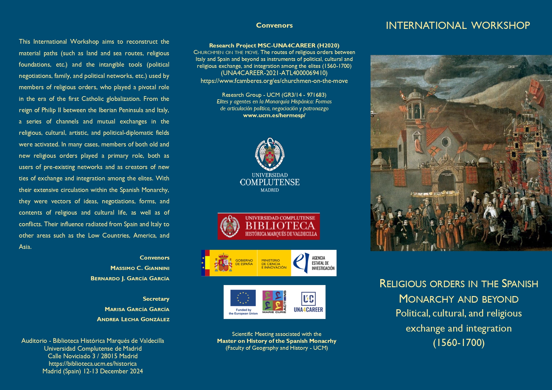 Seminario Internacional "Religious Orders in the Spanish Monarchy and Beyond. Political, cultural and religious exchange and integration (1560-1700)"