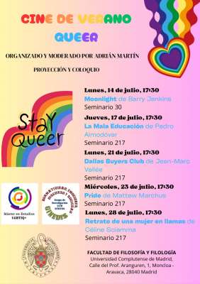 Cine de Verano queer. Del 14 al 28 de julio de 2025 Facultad de Filosofía-Filología Ciudad Universitaria