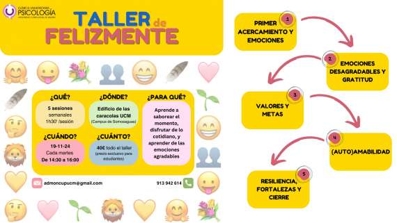 Taller 'Felizmente' (Bienestar emocional). Clínica Universitaria de Psicología).