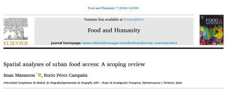 Nuevo artículo: Spatial analyses of urban food access: A scoping review | Food and Humanity