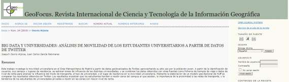 Nuevo artículo: Big Data y universidades: análisis de movilidad de los estudiantes universitarios a partir de datos de Twitter
