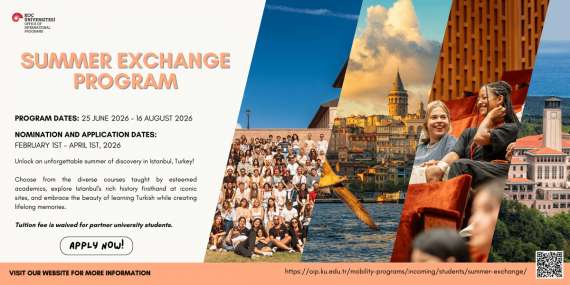 Summer 2026 in Istanbul at Koç University, Turkey.