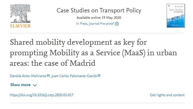 Nuevo artículo: Shared mobility development as key for prompting Mobility as a Service (MaaS) in urban areas: the case of Madrid