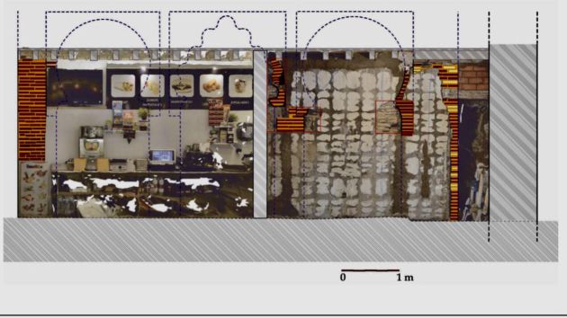 (Imagen 3) Restos arquería mezquita santo Tomé , panaderia ( Global Arqueología)