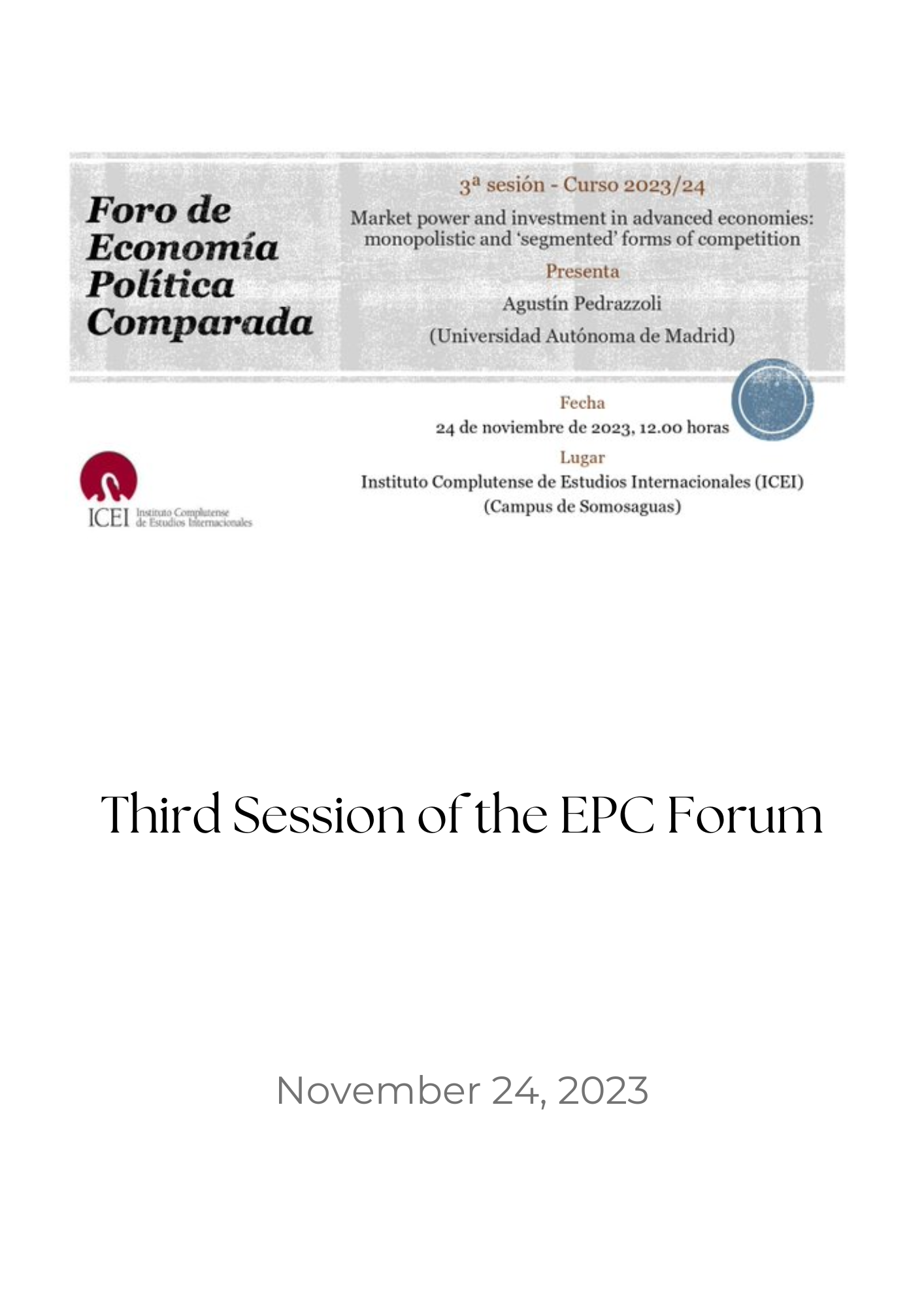 third session epc forum