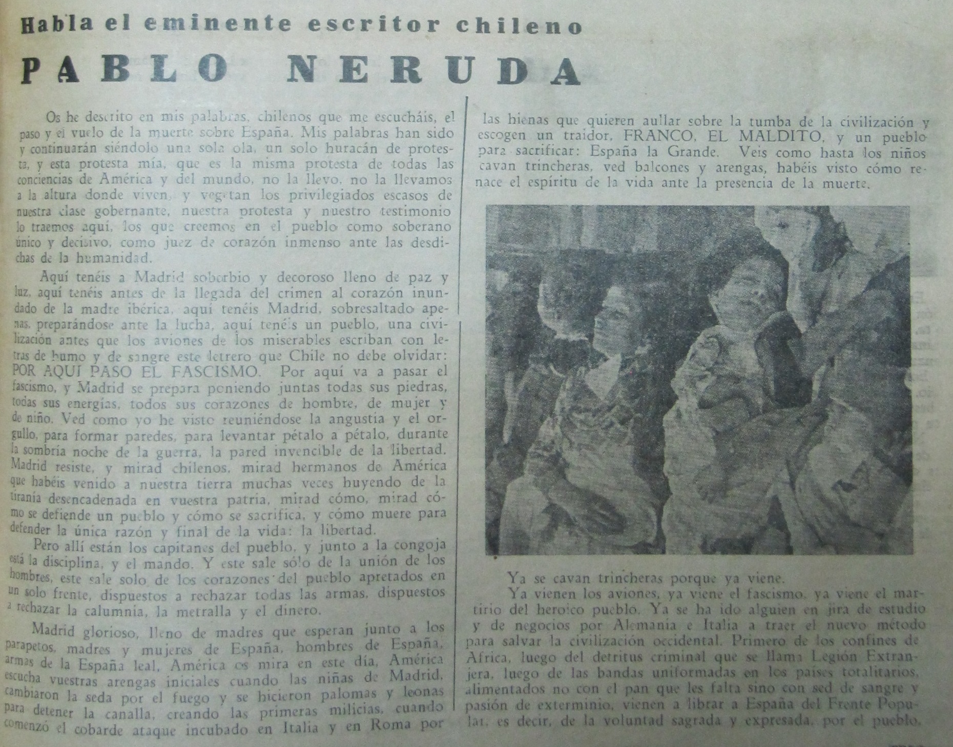 américa con españa, 1938, habla el eminente escritor chileno pablo neruda