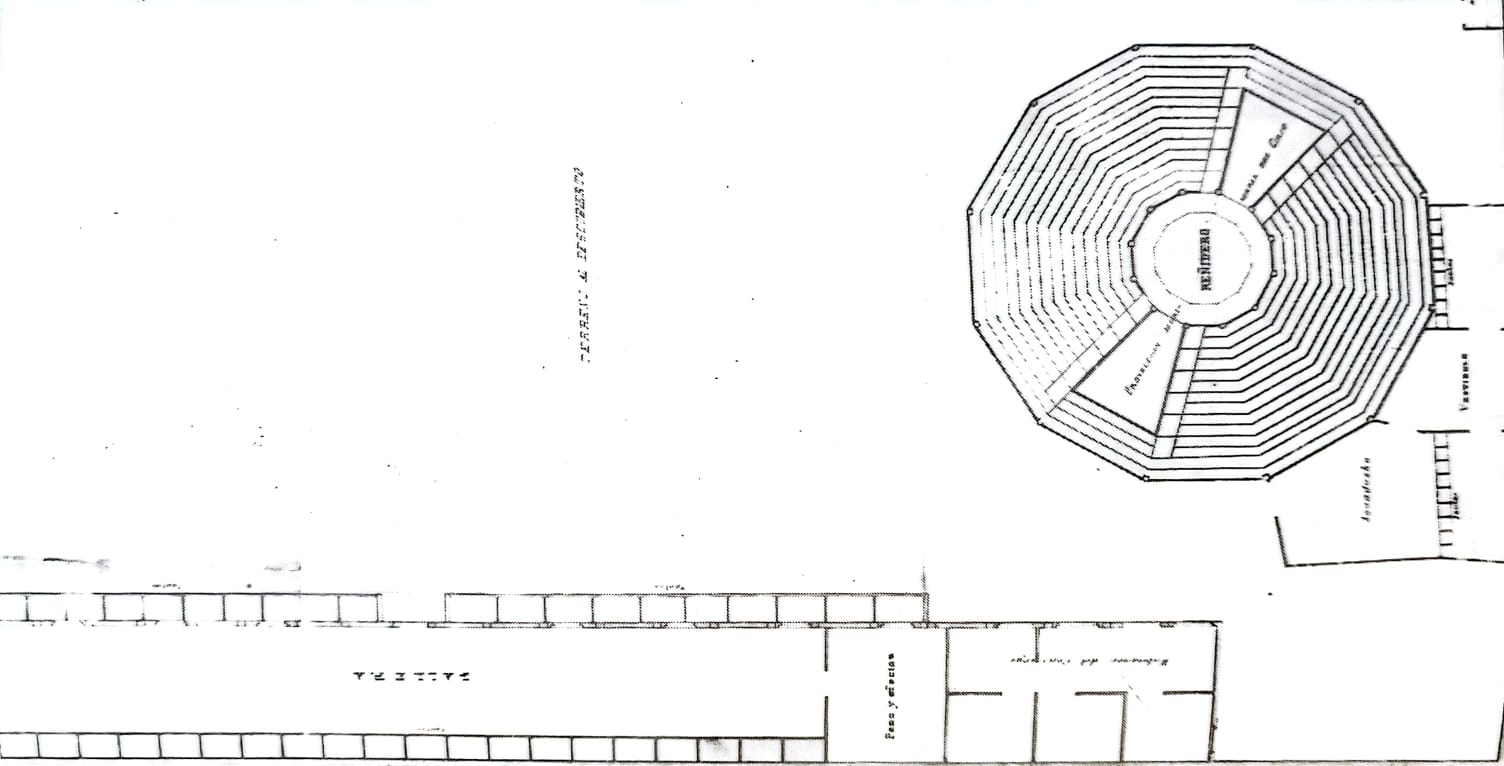 Planta del circo de gallos de Santa María de la Cabeza - 1869