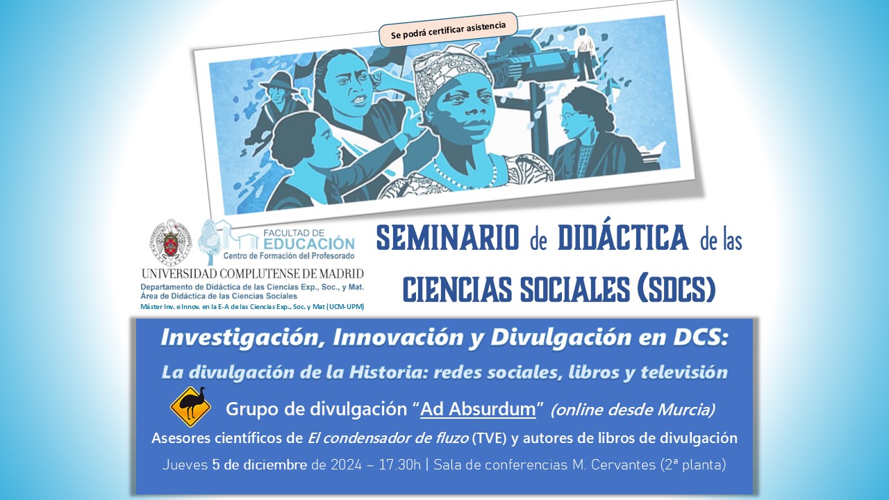 Visita de experto al itinerario de Didáctica de las Ciencias Sociales (5/12/2024): "La divulgación de la historia: libros de texto, redes y TV"