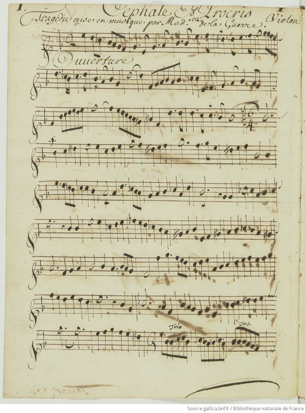 De la Guerre. Cèphale et Procris. Partitura