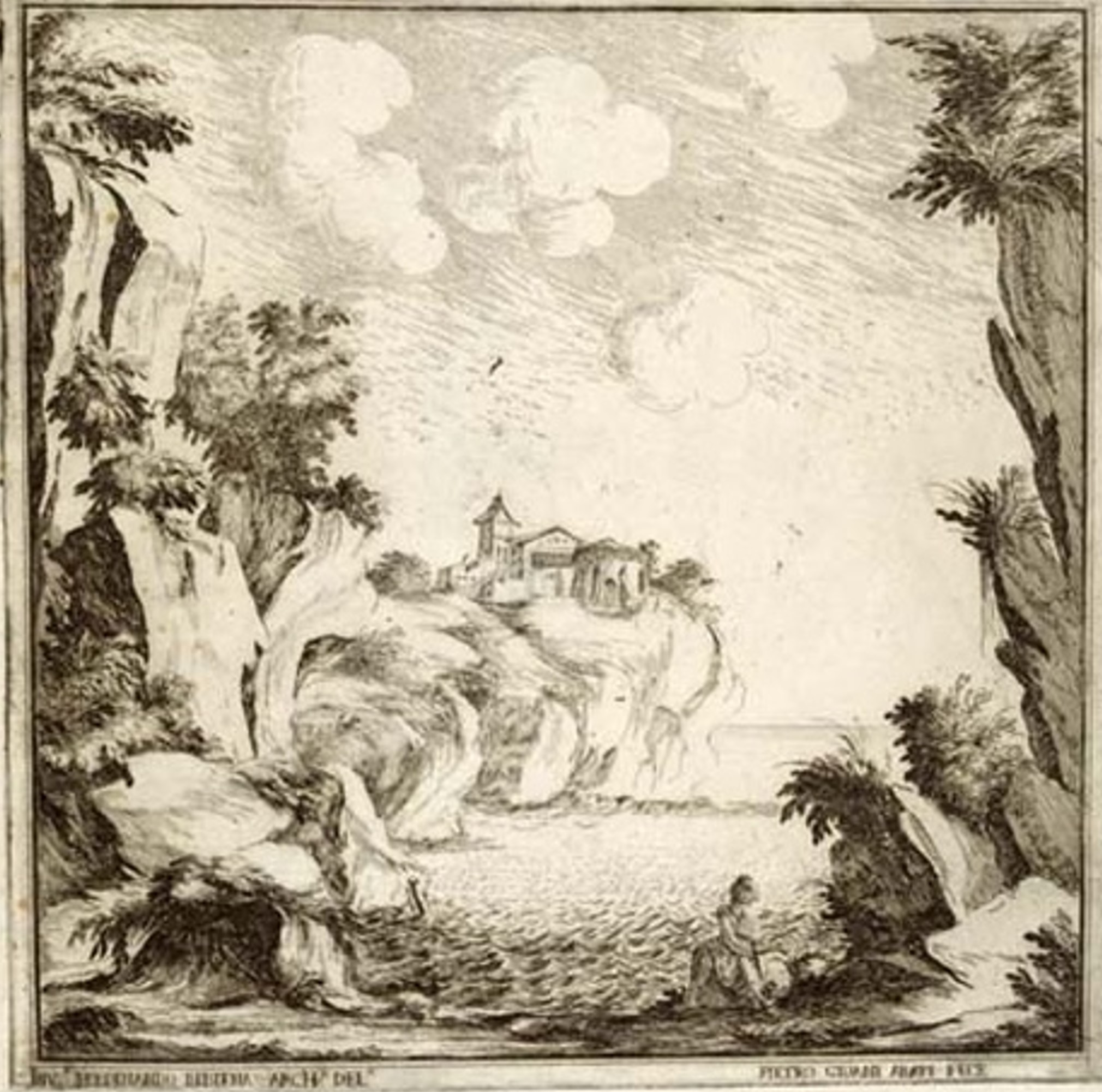 Ferdinando Bibiena. Varie opere. Scenografia Teatrale Costa Rocciosa. 1717.